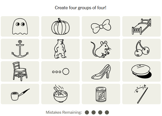 The New York Times Connections puzzle on October 31, 2025