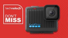 GoPro Hero (2024) on a red background with TechRadar 'don't miss' text overlay