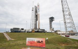 The United Launch Alliance Atlas V rocket carrying NASA's Mars 2020 Perseverance rover rolls out to its Space Launch Complex 41 launch pad at Cape Canaveral Air Force Station, Florida on July 28, 2020.
