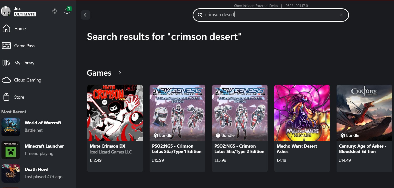 Crimson Desert Xbox search