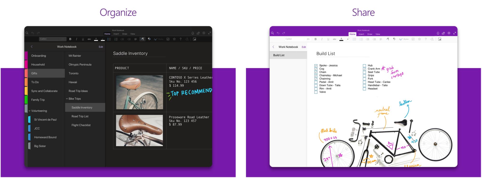 Microsoft Onenote Screens