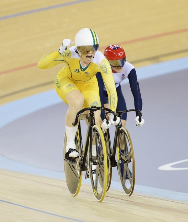 Anna Meares (Australia) leads across the finish