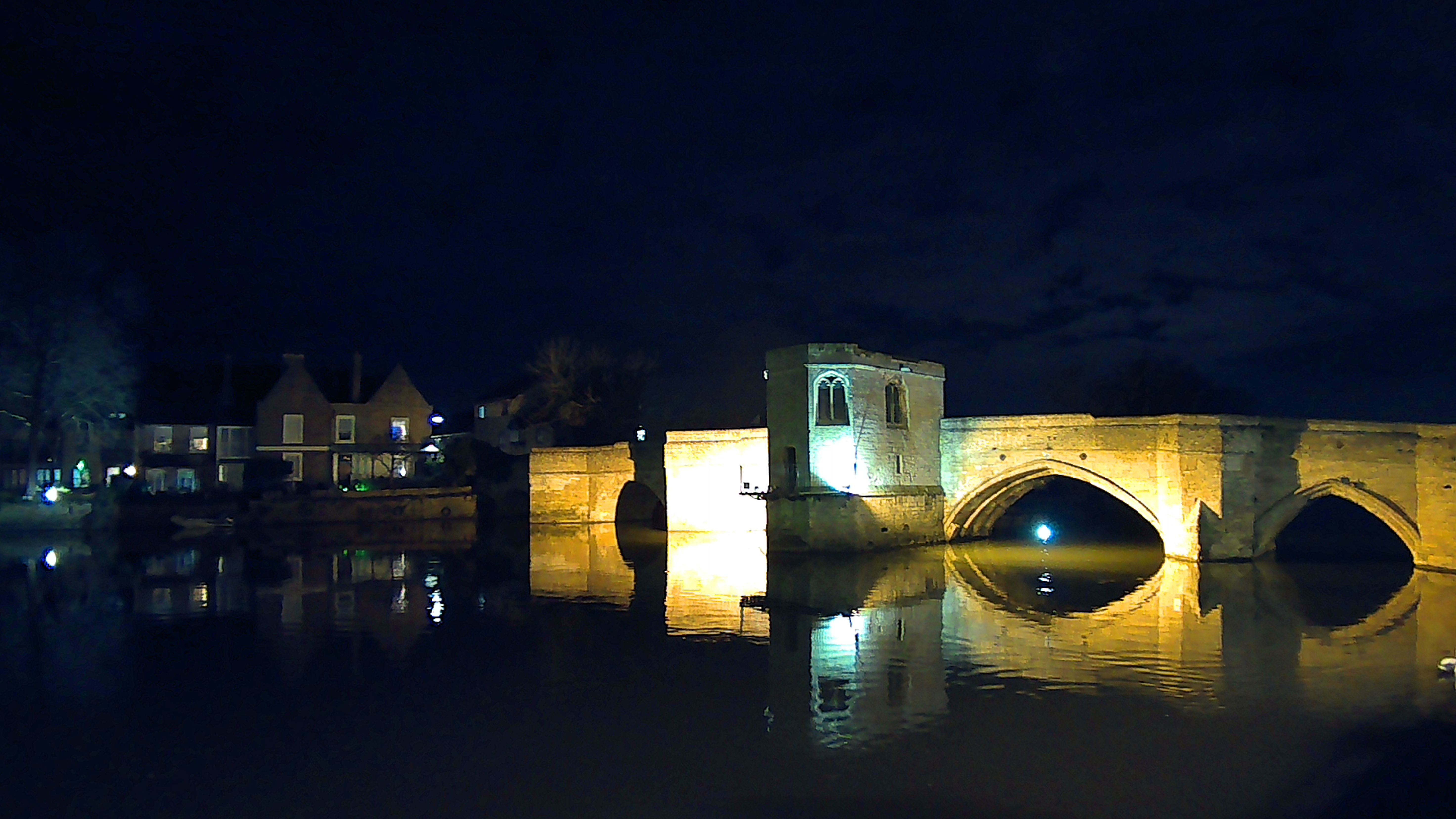 Night photo of a bridge using the night camera mode on the SJCAM SJ20 action camera