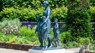 A statue of Diana, Princess of Wales in the sunken garden at Kensington Palace