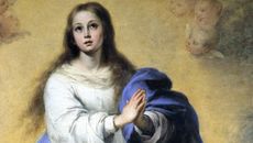This is part of the painting "The Immaculate Conception of El Escorial" by the Spanish Baroque artist Bartolom&eacute; Esteban Murillo. A copy of this painting, possibly by Murillo himself, was destroyed in a botched restoration attempt.