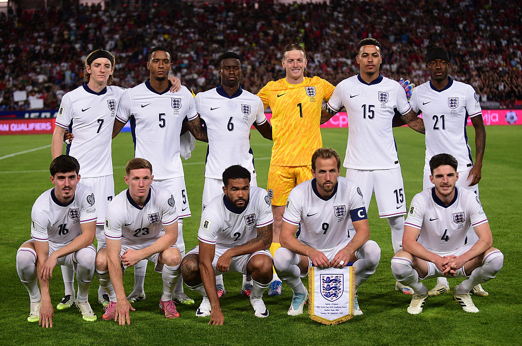 The English football team line up for a team photo before the FIFA World Cup 2026