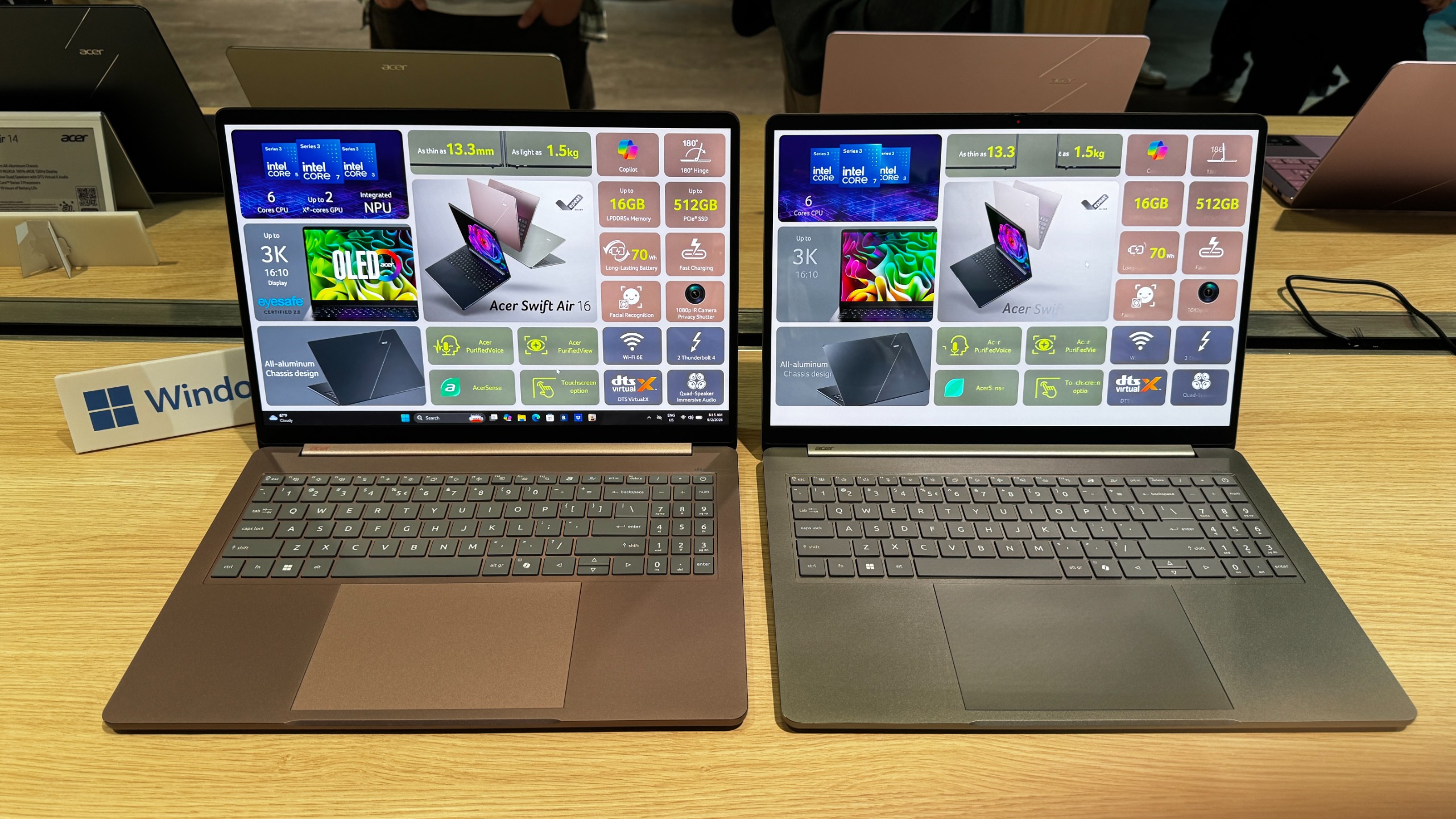 Acer Swift Air 16 laptop, focusing on the screen, ports, and keyboard