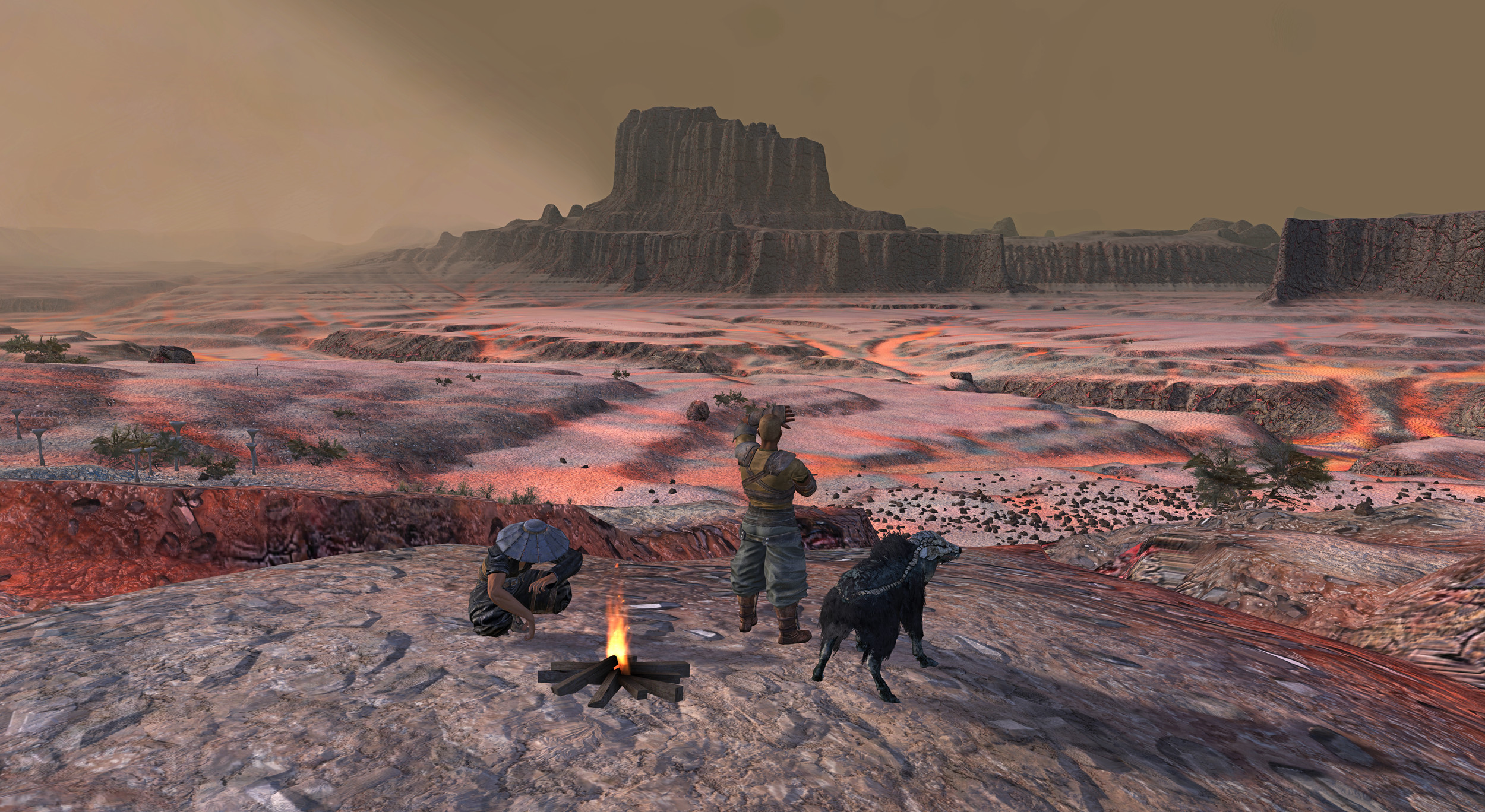 kenshi screenshot showing people around a fire
