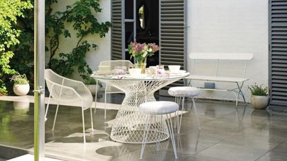 Best outdoor furniture for small spaces white metal set on patio 