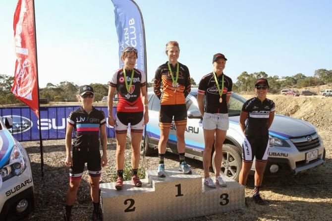 Jenni King topped the podium in the elite women's cross country race in Adelaide.