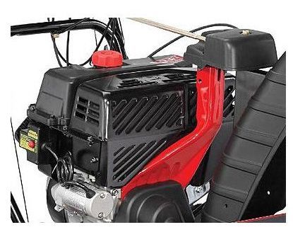 Craftsman Quiet image: This snow blower has a 208 cubic centimeter four-cycle engine to move it forward. The engine is powerful but contains technology that reduces its noise levels.