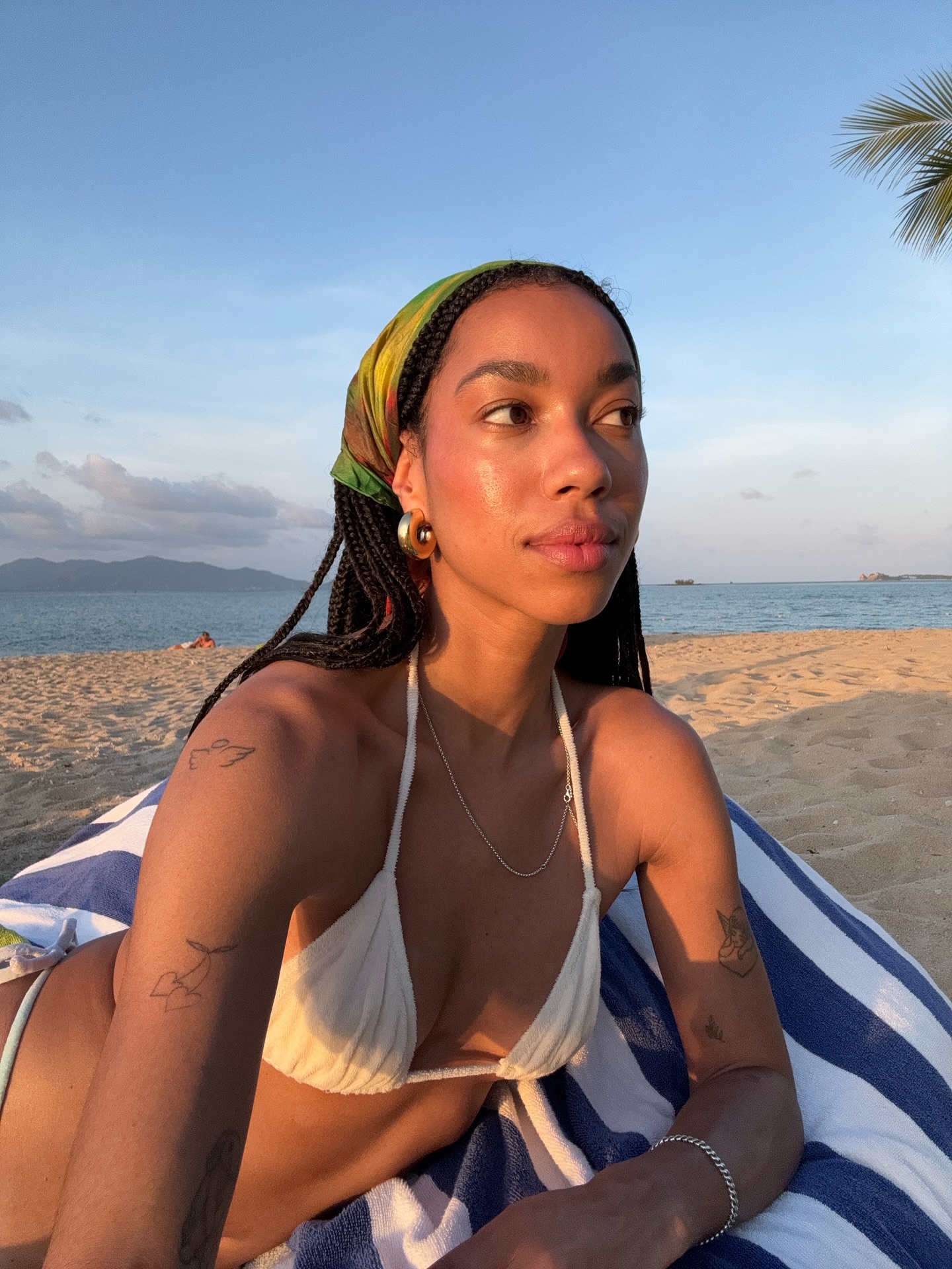 Amaka Hamelijnck with glowing skin and flushed cheeks.