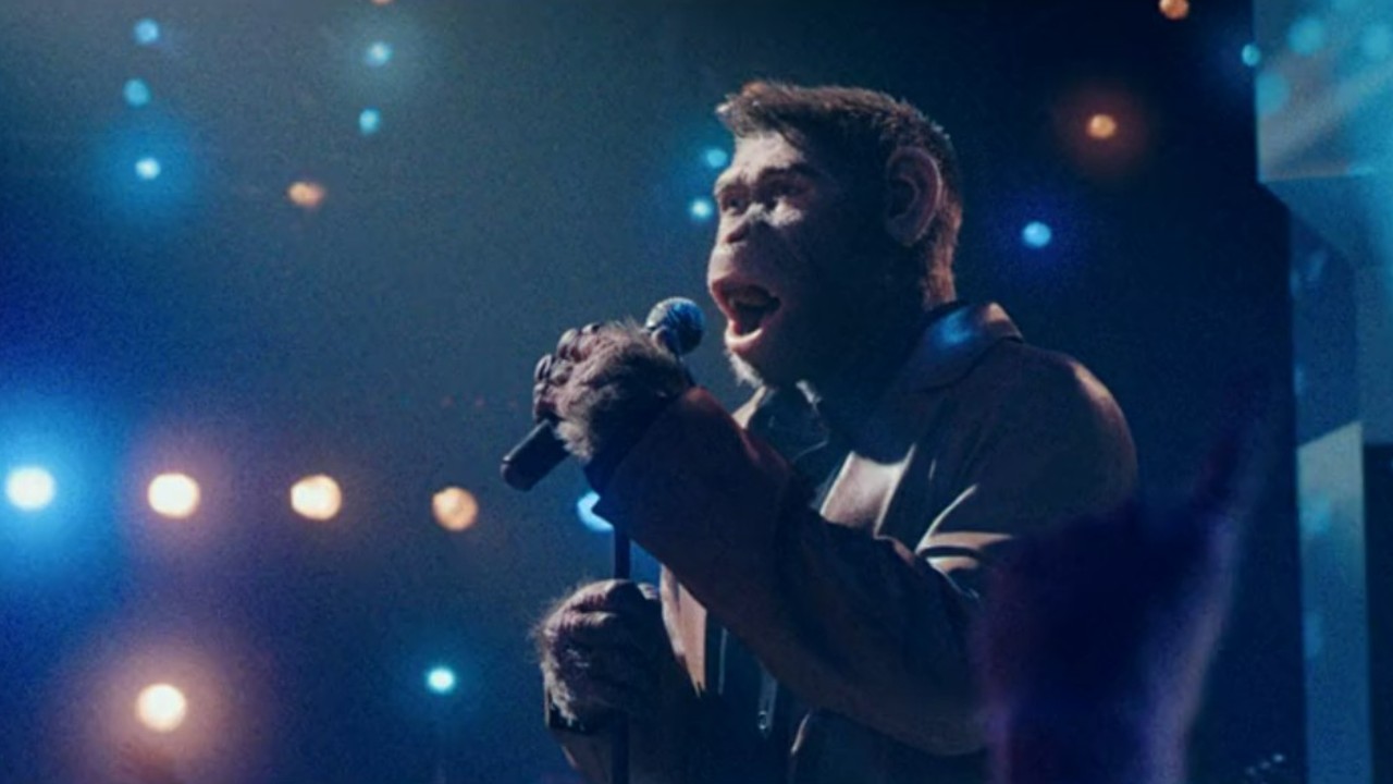 Robbie Williams singing in Better Man.
