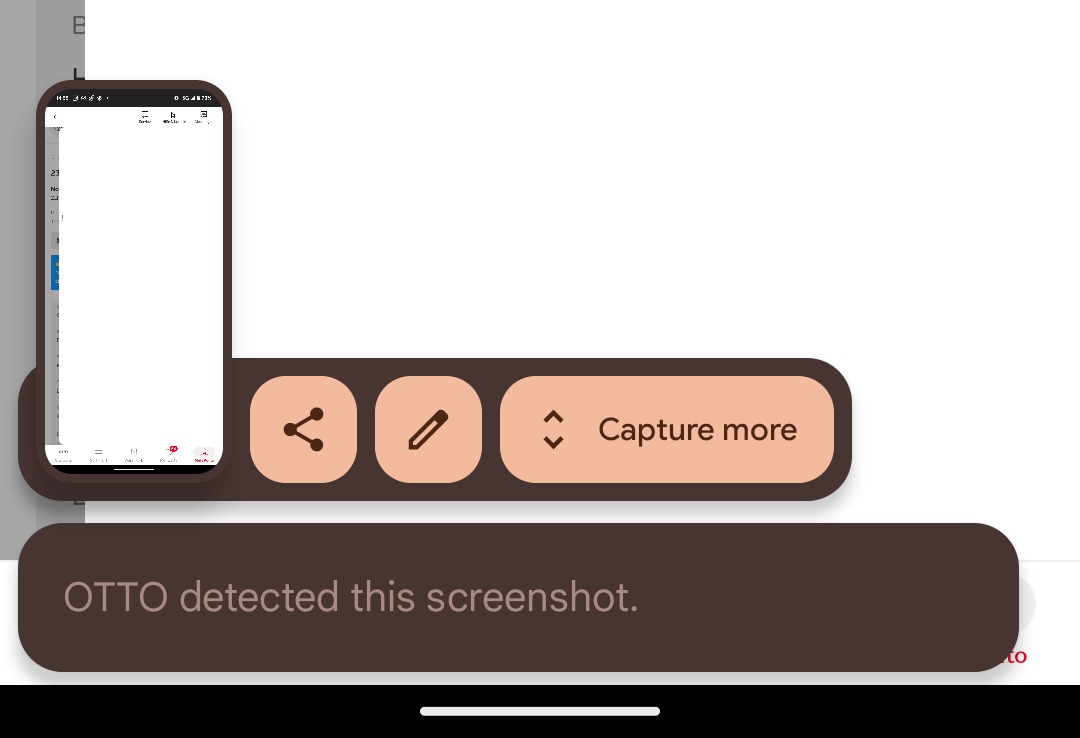 Android 14 screenshot detection system spotting a screen grab being captured