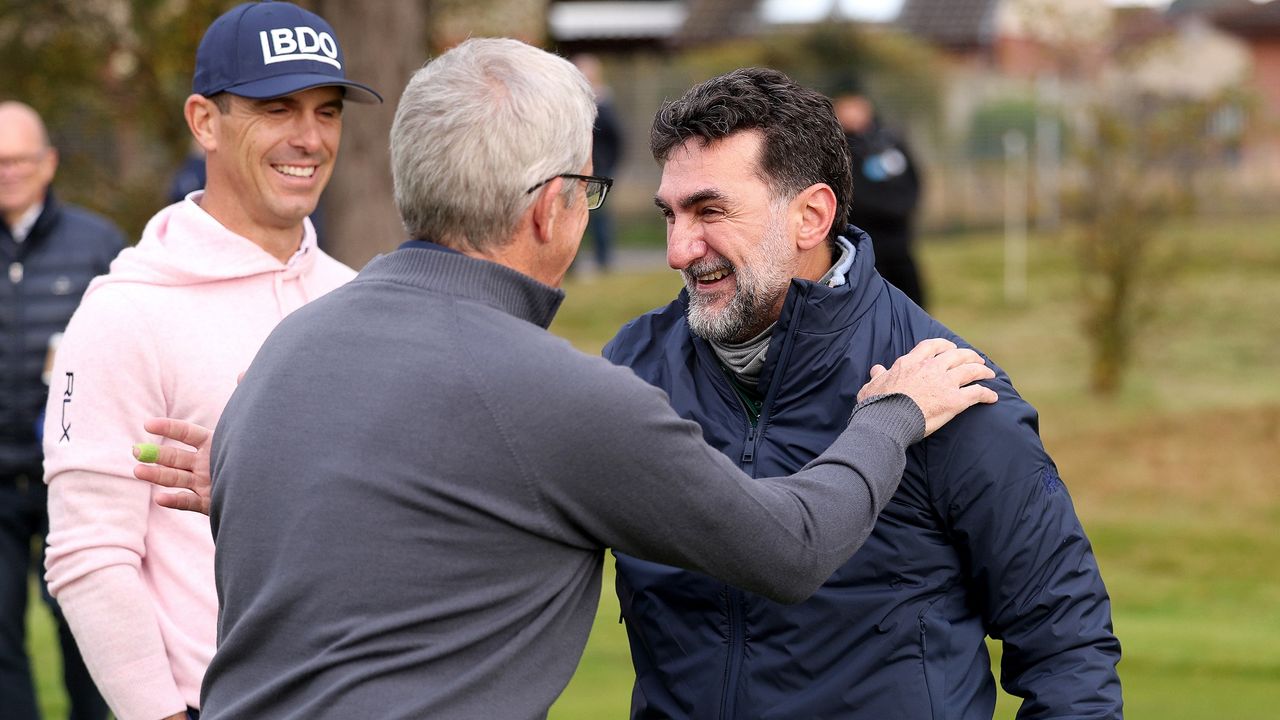 Jay Monahan and Yasir Al-Rumayyan at the Alfred Dunhill Links Championship