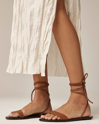 Carsen Made-In-Italy Lace-Up Sandals in Leather