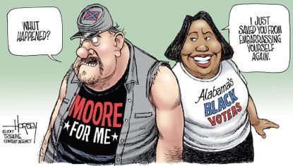 Political cartoon U.S. Roy Moore election loss black voters