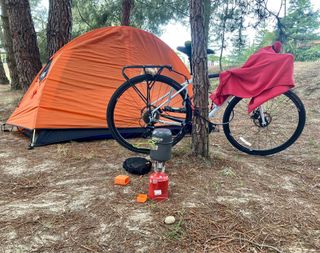 Isobel's tent set up