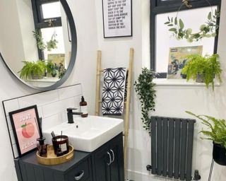 Bathroom with blue fixtures