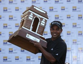 Now that's a trophy and a half! Obviously none of SSP Chowrasia's second name in the 2008 Indian Masters
