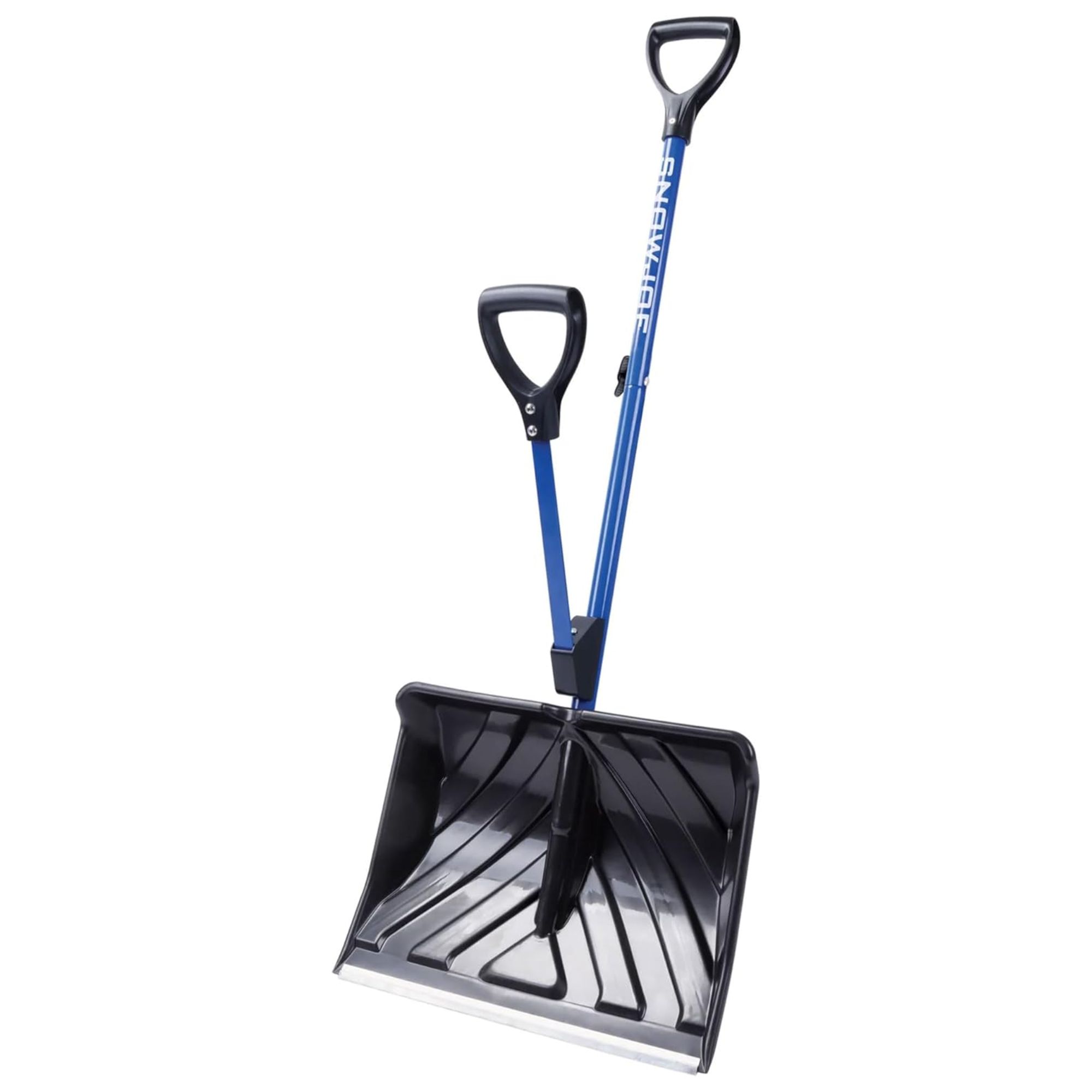 Black and blue Snow Joe snow shovel