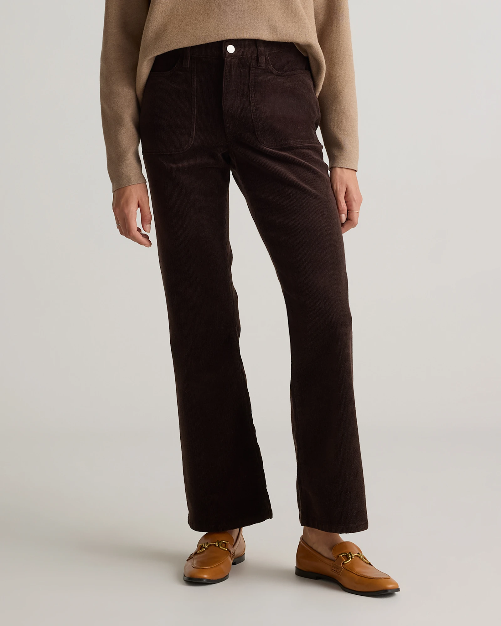 Organic Stretch Corduroy Flare Pants in Espresso