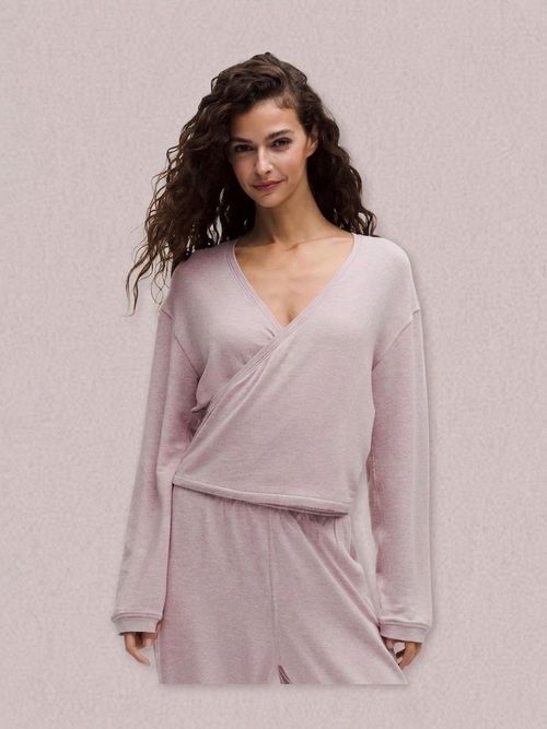 BeCalm Wrap-Front Long-Sleeve Shirt