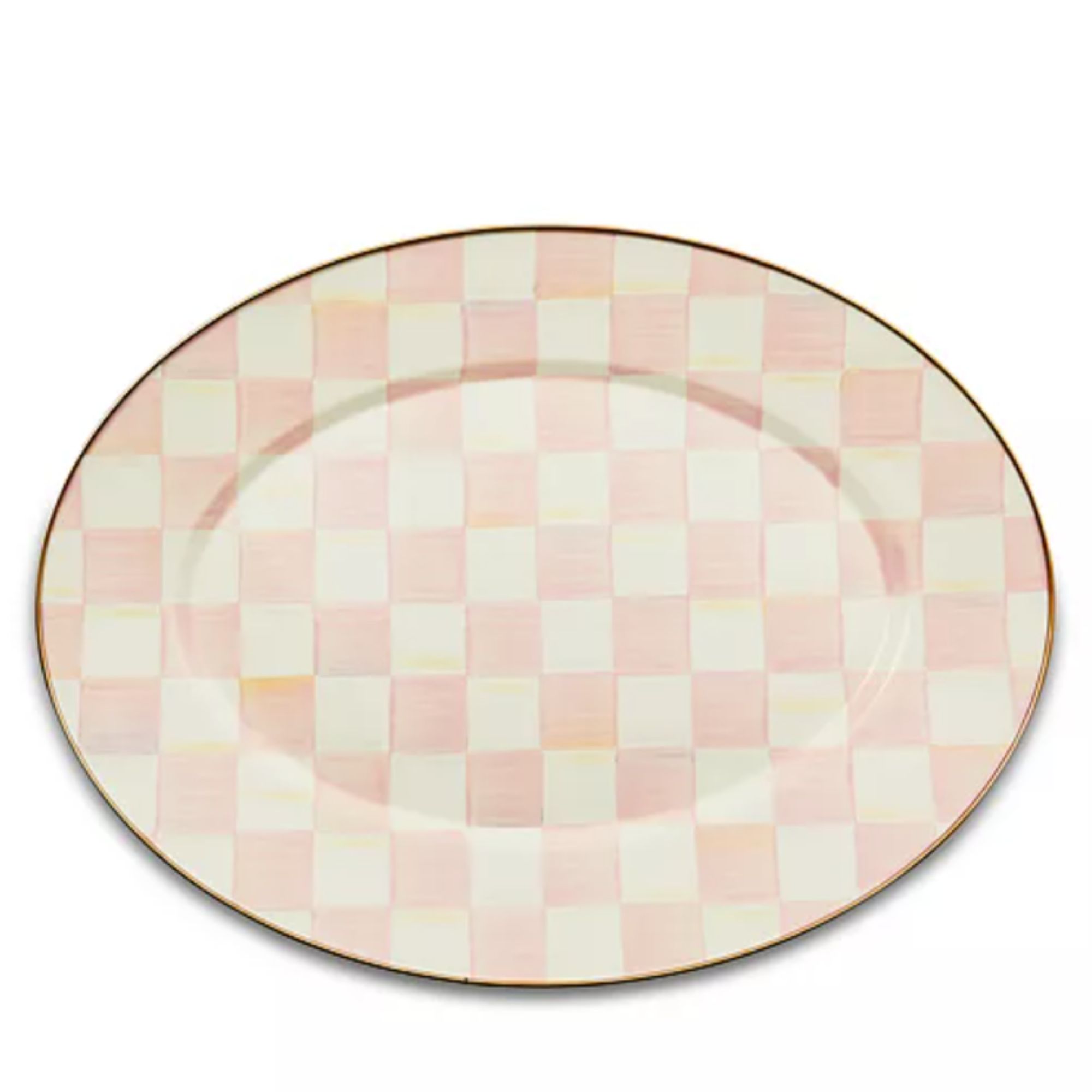 Pink and white check serving platter