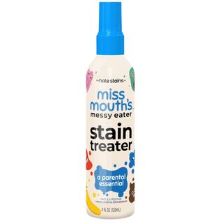 A spray bottle of stain remover with blue lid