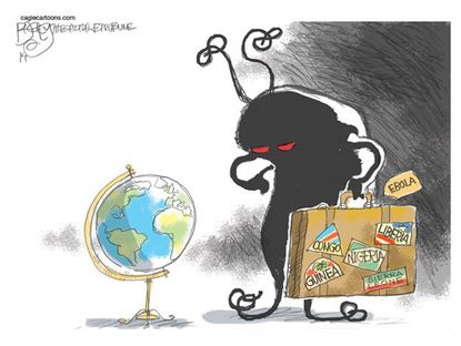 Editorial cartoon Ebola world health