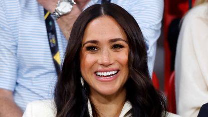 Meghan, Duchess of Sussex watches the sitting volley ball competition on day 2 of the Invictus Games 2020 at Zuiderpark on April 17, 2022 in The Hague, Netherlands.