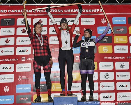 Elite Women’s podium: l to r- Jenn Jackson, Maghalie Rochette, Sandra Walter