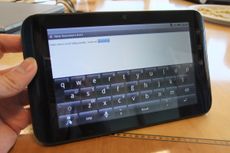 Typing on the Dell Streak 7 when it's in landscape mode is tricky due to the size and spacing of the keys.