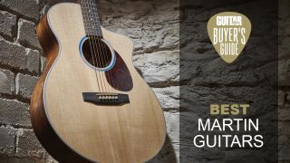 Martin Guitars SC-13E leaning against a brick wall