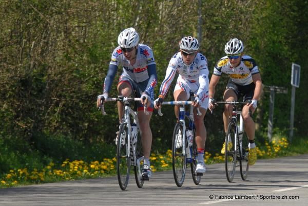 The day's breakaway: Sylvain Georges (Big Mat), Thomas Vaubourzeiz (VC La Pomme Marseille) and Sven Jodts (Topsport Vlaanderen)