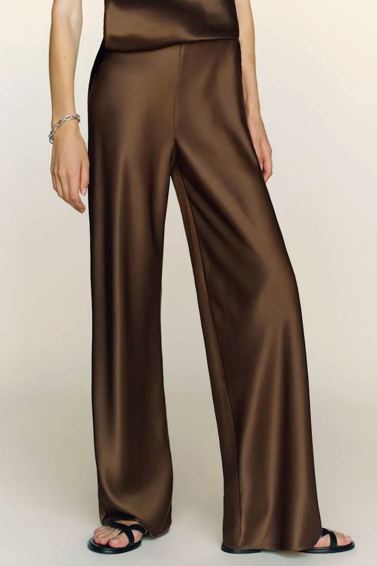 Reformation, Gale Satin Mid Rise Bias Pant