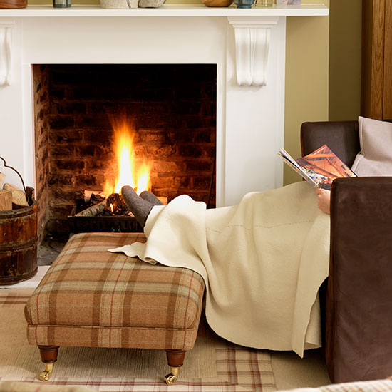 living room with fireplace