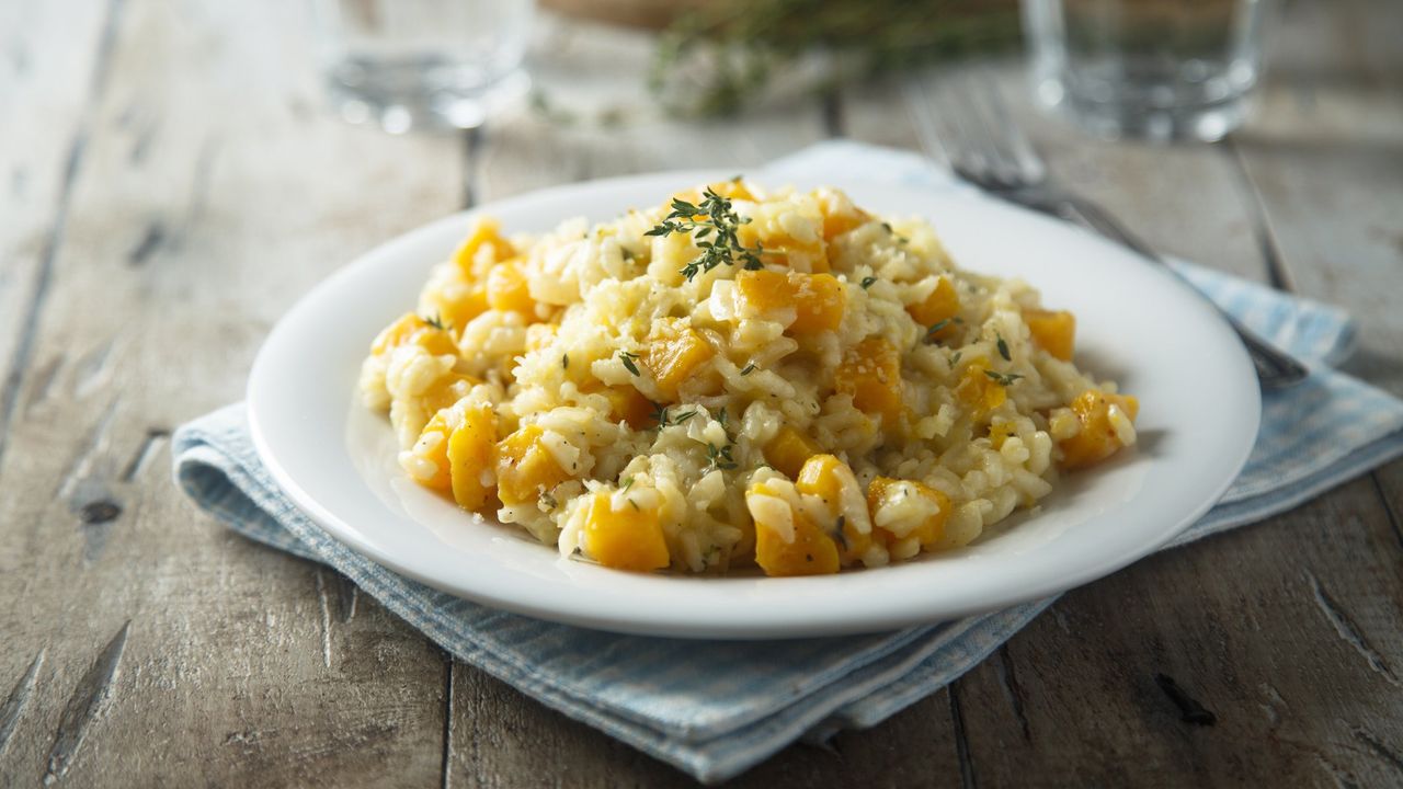 Bowl of spicy pumpkin risotto