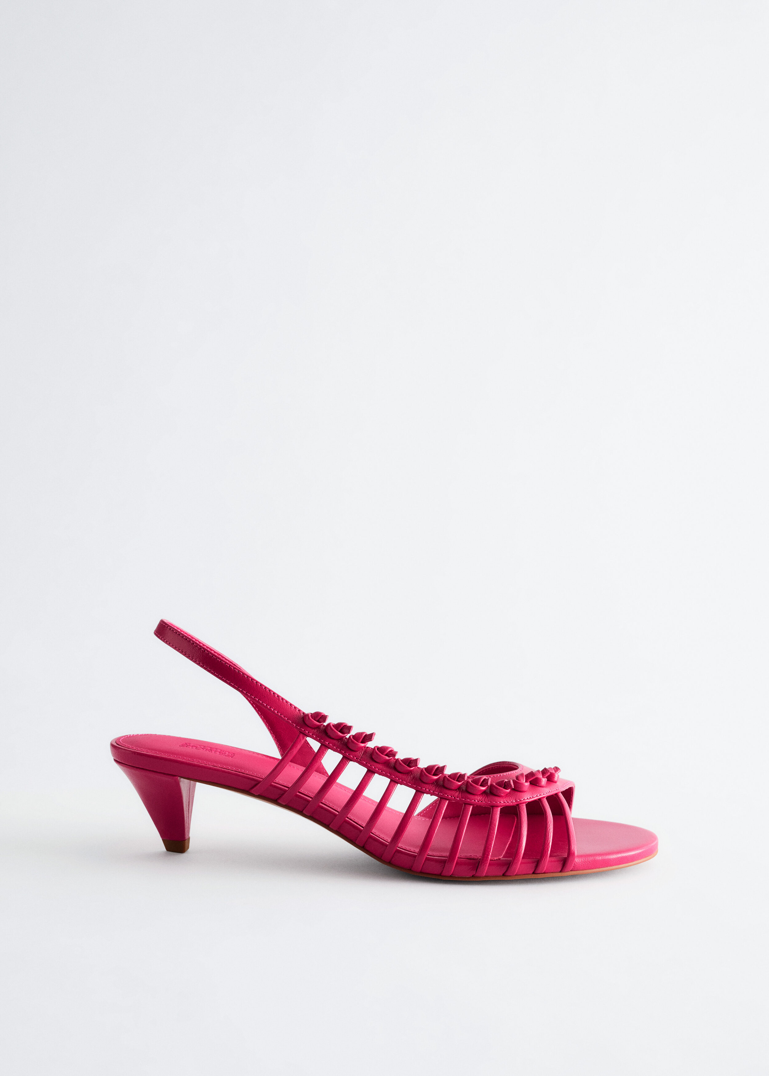 Strappy Leather Sandals - Cerise
