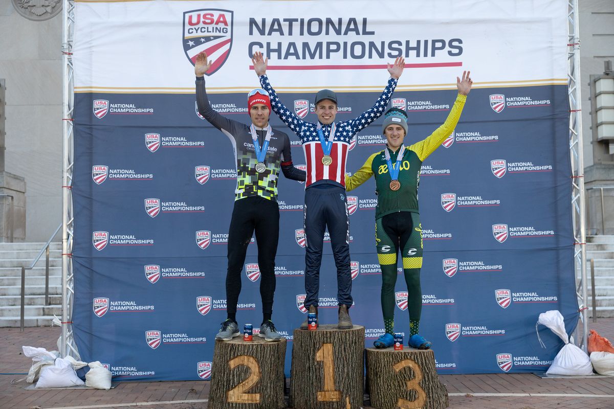 Elite Men's podum, Eric Brunner, Curtis White, Gage Hecht