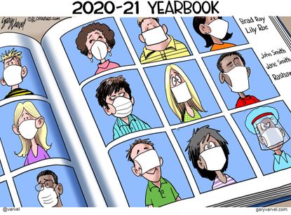 Editorial Cartoon U.S. school yearbook coronavirus