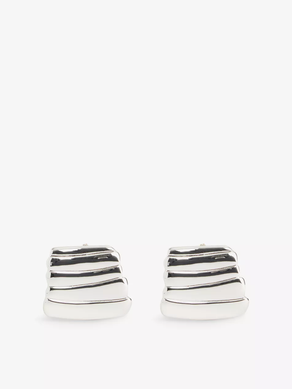 Vase Silver-Plated Brass Stud Earrings