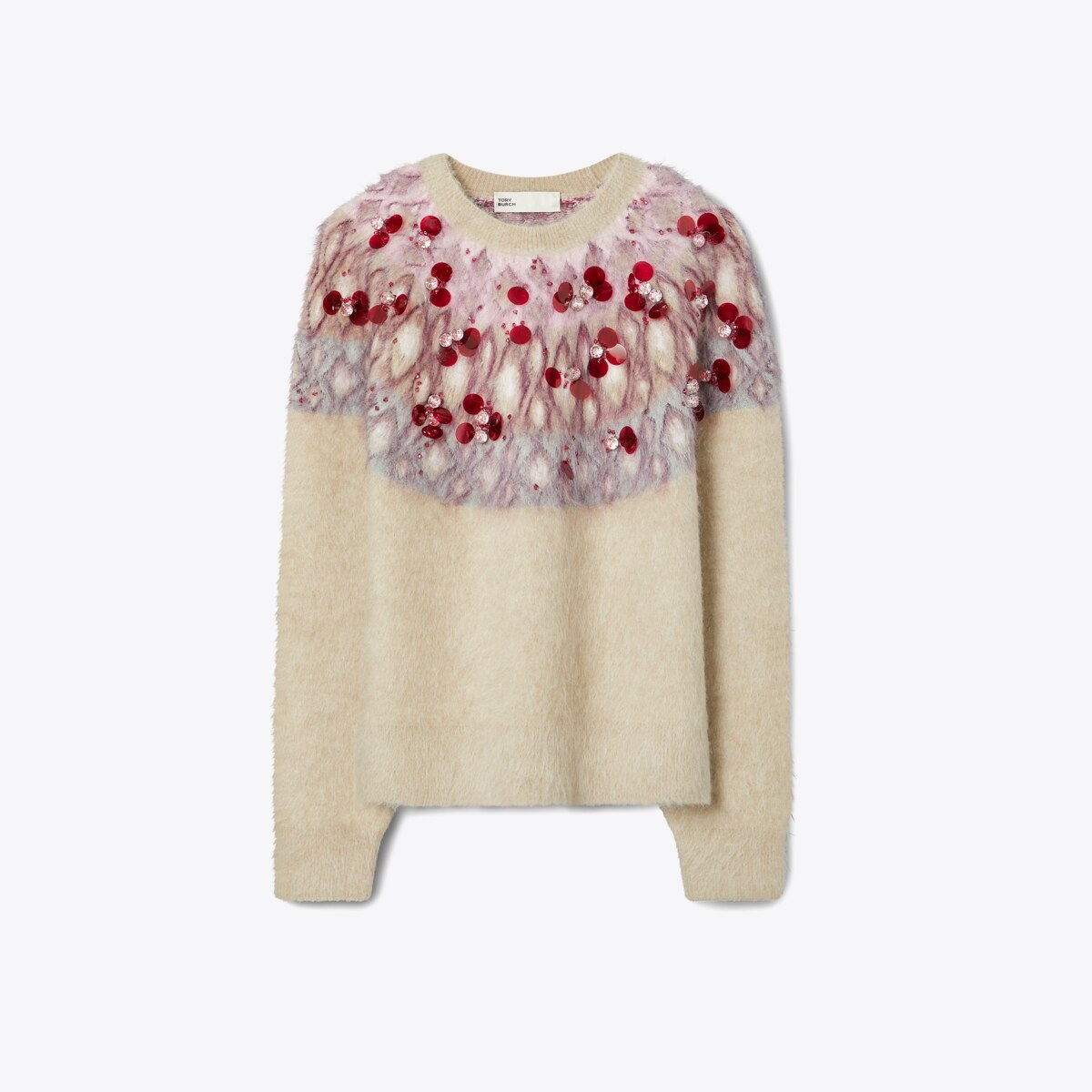 Embellished Wool Sweater in Beige, Size Xxs