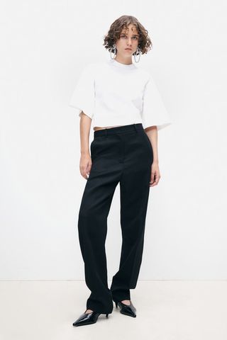 Tapered-Waist Crinkled T-Shirt