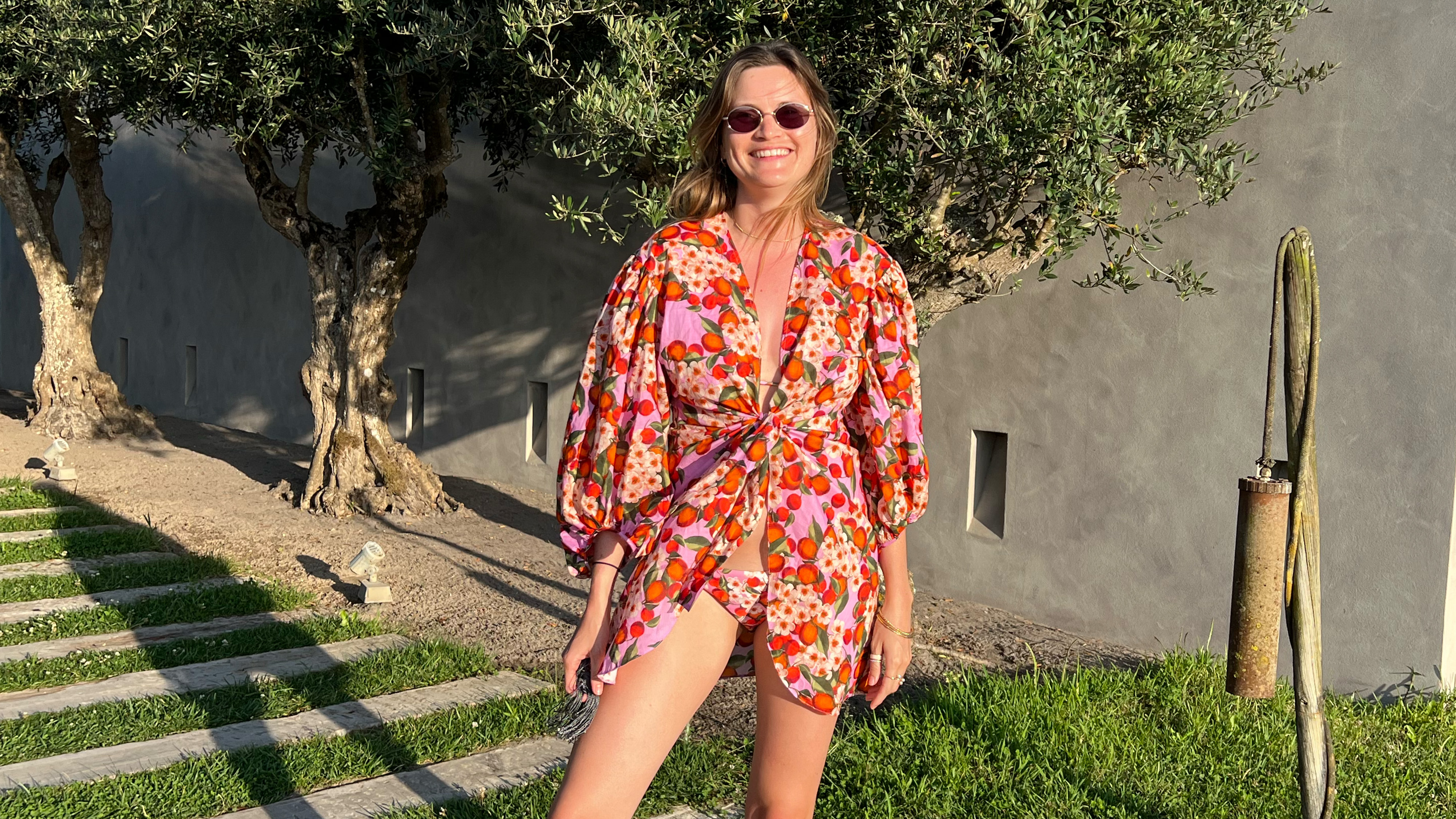 Eugenie Trochu wearing florals.