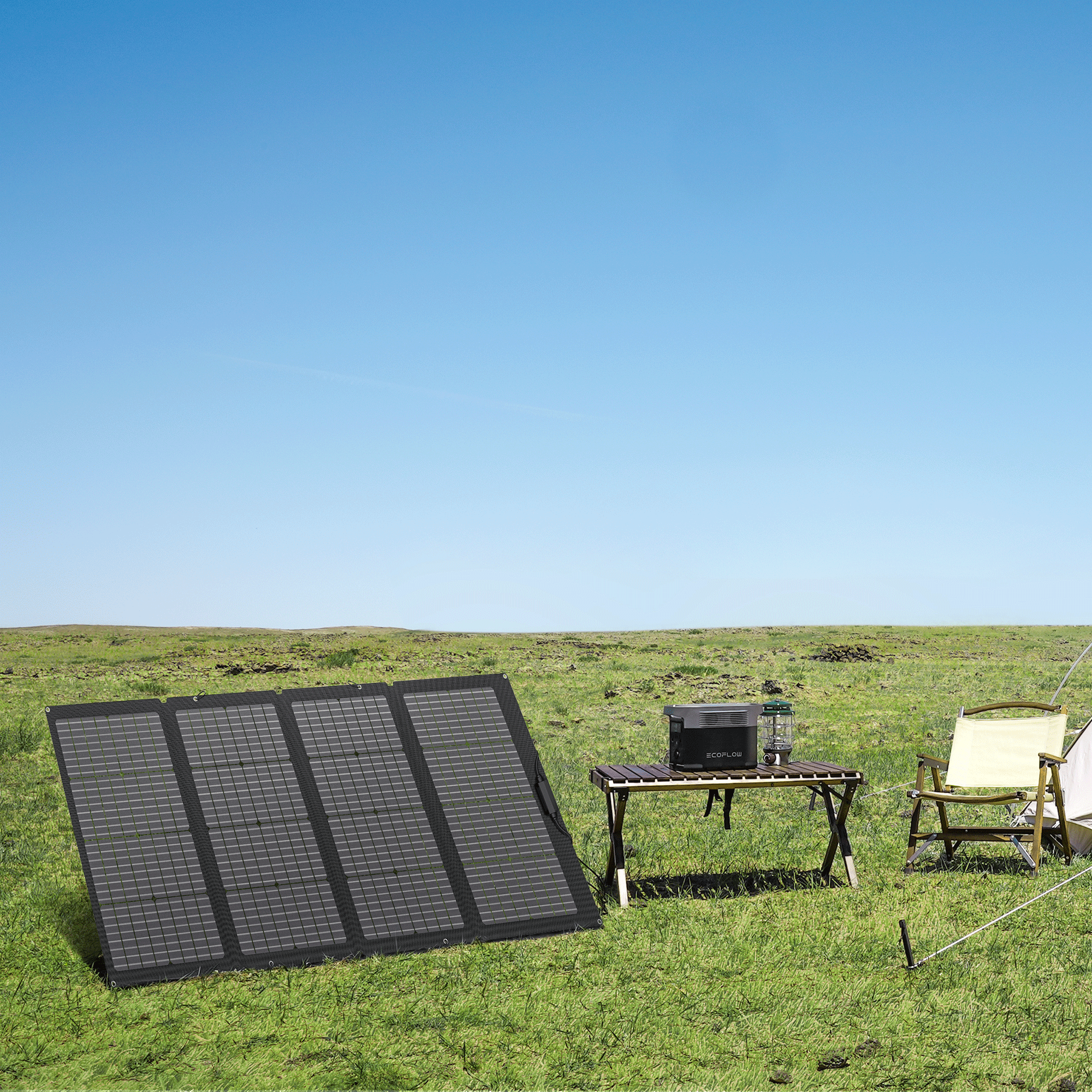 Solar panel in field