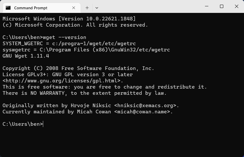 Descargar archivos desde la línea de comandos de Windows con Wget