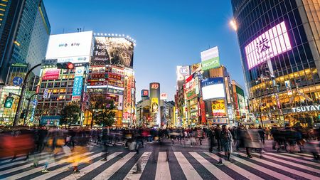 Pedestrians on Shibuya crossing, Tokyo