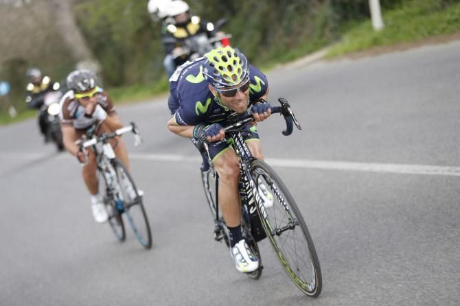 Alejandro Valverde (Movistar) drives the winning move