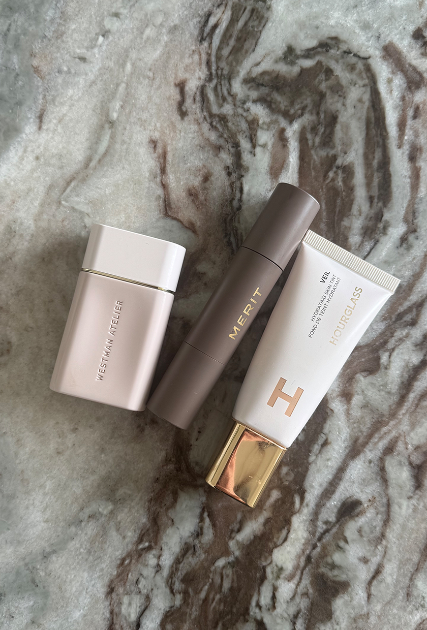 Westman Atelier, Merit and Hourglass foundations on table